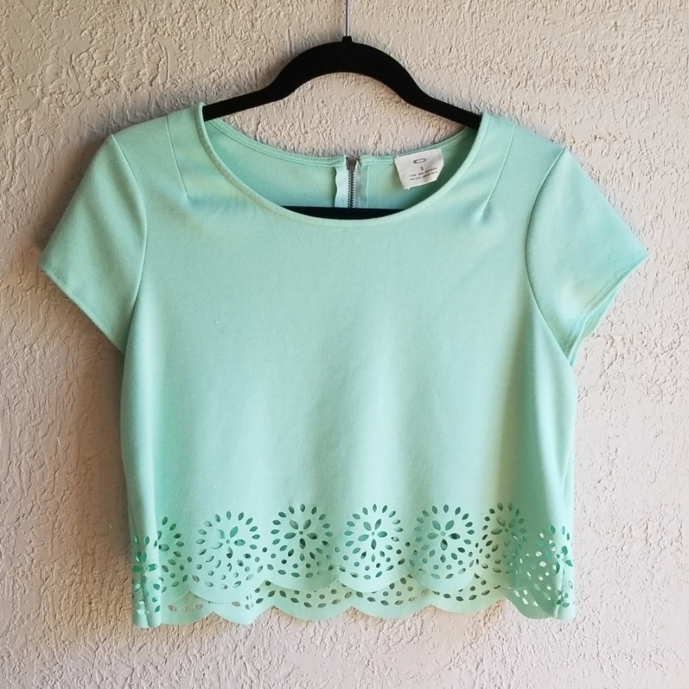 Anthro Laser Cut Crop Top